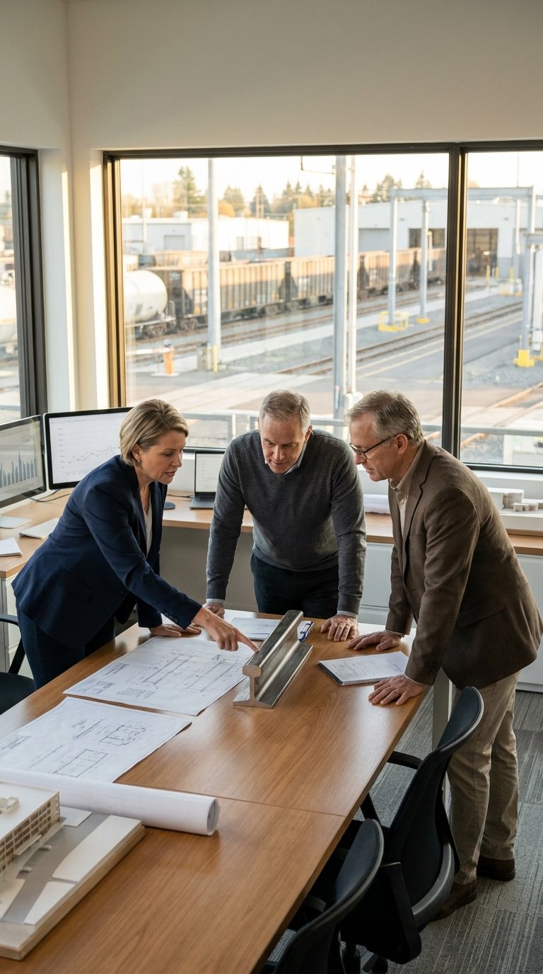 Engineering and commercial leaders discussing business strategy