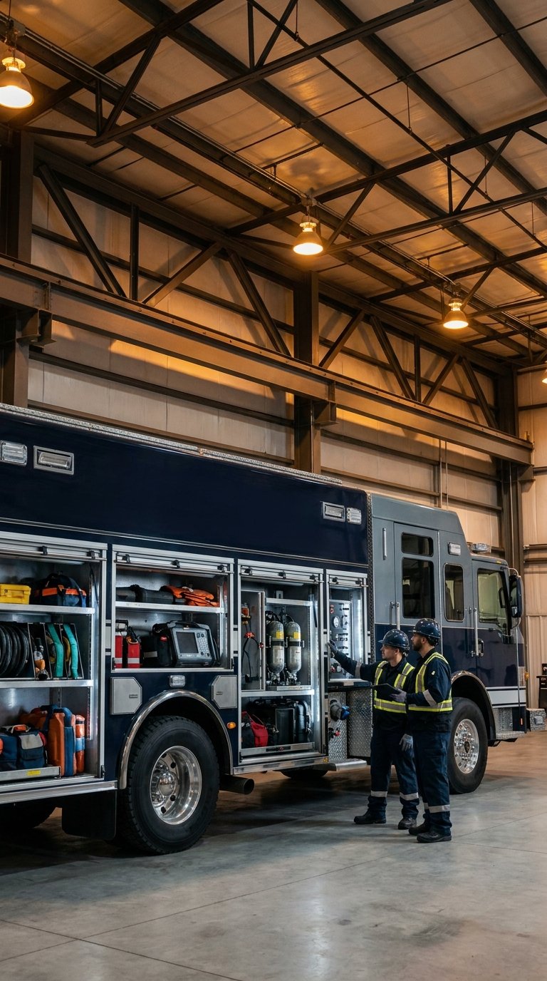 Hazardous materials response vehicle in a conversion workshop